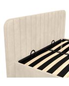 Lit coffre Valentina en velours avec sommier et tête de lit beige - 140x190 cm