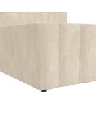 Lit coffre Valentina en velours avec sommier et tête de lit beige - 140x190 cm