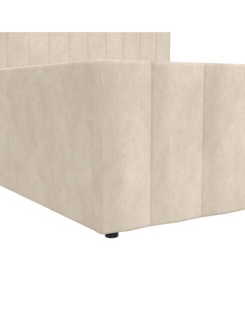 Lit coffre Valentina en velours avec sommier et tête de lit beige - 140x190 cm
