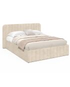 Lit coffre Valentina en velours avec sommier et tête de lit beige - 140x190 cm