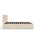 Lit coffre Valentina en velours avec sommier et tête de lit beige - 140x190 cm