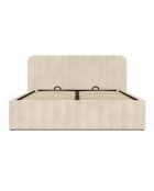 Lit coffre Valentina en velours avec sommier et tête de lit beige - 140x190 cm