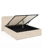 Lit coffre Valentina en velours avec sommier et tête de lit beige - 140x190 cm