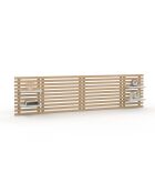 Tête de lit sur pieds Ava en tasseaux bois clair/etagères blanches - 160 cm