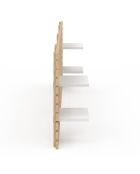 Tête de lit sur pieds Ava en tasseaux bois clair/etagères blanches - 160 cm
