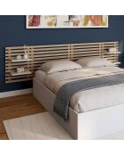 Tête de lit sur pieds Ava en tasseaux bois clair/etagères blanches - 160 cm