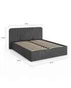 Lit coffre Valentina en velours avec sommier et tête de lit gris - 140x190 cm