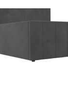 Lit coffre Valentina en velours avec sommier et tête de lit gris - 140x190 cm