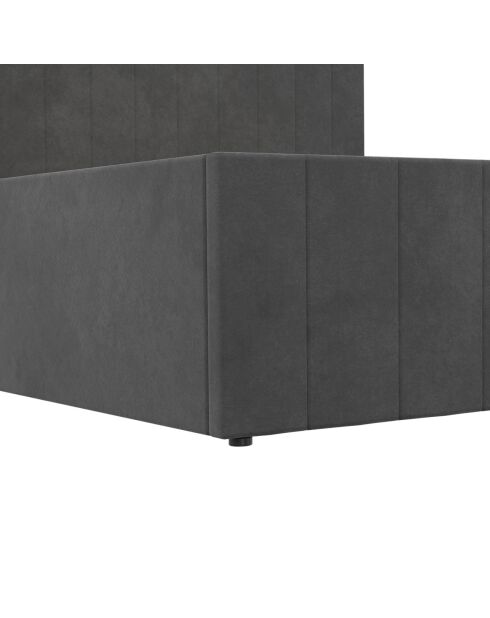 Lit coffre Valentina en velours avec sommier et tête de lit gris - 140x190 cm