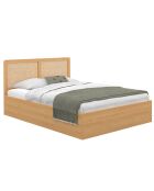 Lit coffre Eve avec sommier et tête de lit en cannage bois - 140x190 cm