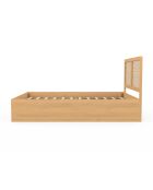 Lit coffre Eve avec sommier et tête de lit en cannage bois - 140x190 cm
