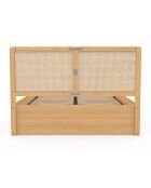 Lit coffre Eve avec sommier et tête de lit en cannage bois - 140x190 cm