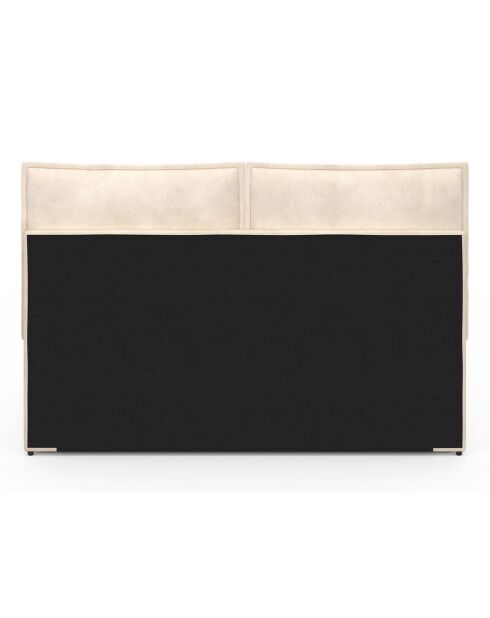 Kissenbett Lilou aus Samt mit Boxspringbett und beigem Kopfteil in Kissenoptik, 140 x 190 cm