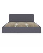 Lit coffre Louise en tissu avec sommier et tête de lit arrondie gris - 180x200 cm