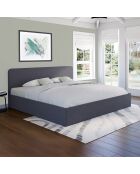 Lit coffre Louise en tissu avec sommier et tête de lit arrondie gris - 180x200 cm
