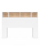 Tête de lit Léo avec rangements blanc/bois - 140 cm