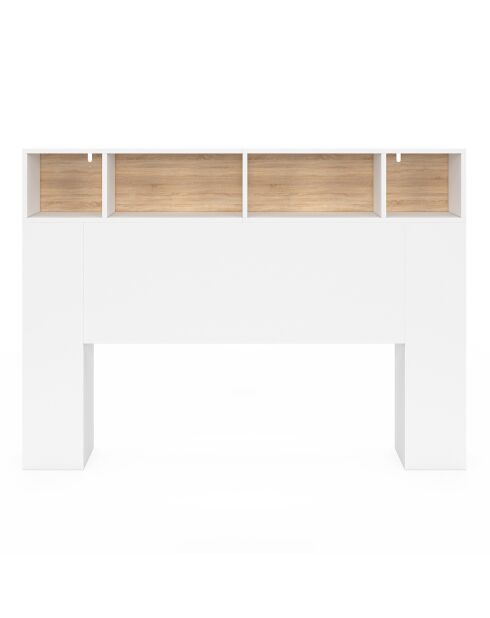 Tête de lit Léo avec rangements blanc/bois - 140 cm