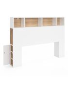 Tête de lit Léo avec rangements blanc/bois - 140 cm