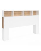 Tête de lit Léo avec rangements blanc/bois - 160 cm