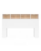 Tête de lit Léo avec rangements blanc/bois - 160 cm
