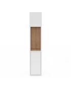 Tête de lit Léo avec rangements blanc/bois - 160 cm