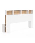Tête de lit Léo avec rangements blanc/bois - 160 cm
