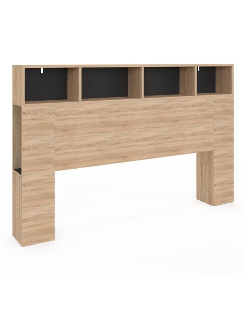 Tête de lit Léo avec rangements bois/noir - 160 cm