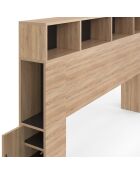Tête de lit Léo avec rangements bois/noir - 160 cm
