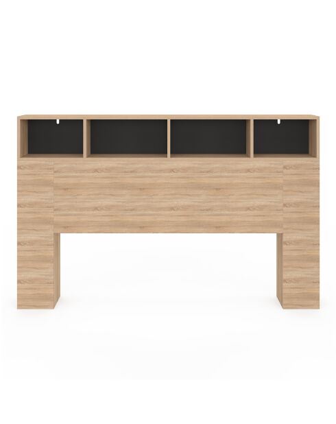 Tête de lit Léo avec rangements bois/noir - 160 cm