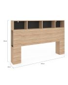Tête de lit Léo avec rangements bois/noir - 160 cm