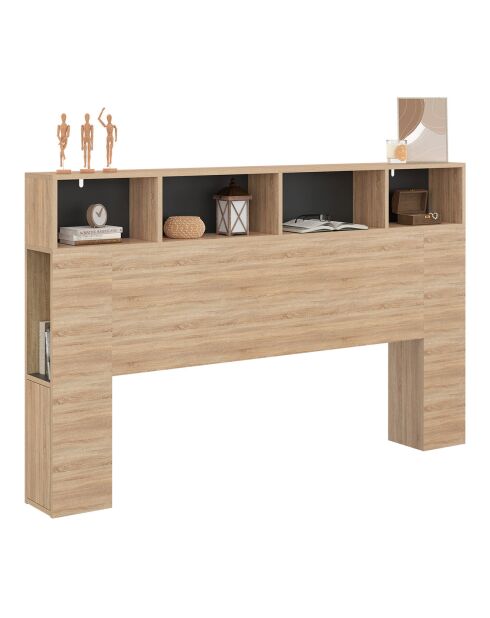 Tête de lit Léo avec rangements bois/noir - 160 cm