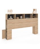 Tête de lit Léo avec rangements bois/noir - 160 cm