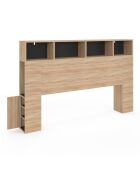 Tête de lit Léo avec rangements bois/noir - 160 cm