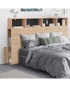 Tête de lit Léo avec rangements bois/noir - 160 cm
