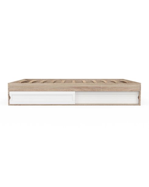 Cadre de lit Orem avec sommier et rangements intégrés bois/porte blanche - 160x200 cm