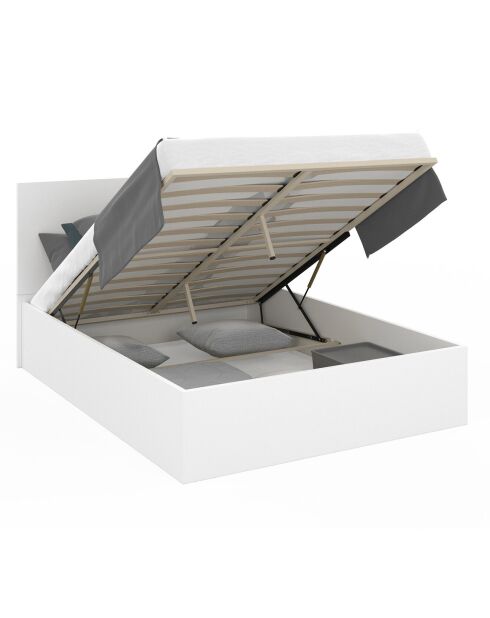 Cama tipo baúl Sicilia con somier y cabecera blanca - 160x200 cm