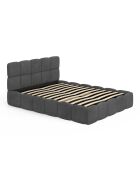 Lit coffre Bubble en velours avec sommier et tête de lit gris - 140x190 cm