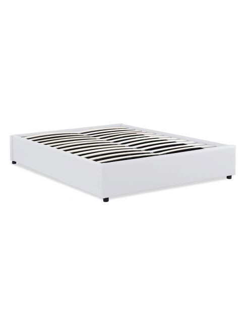 Lit coffre Otto en similicuir blanc avec sommier blanc - 160x200 cm