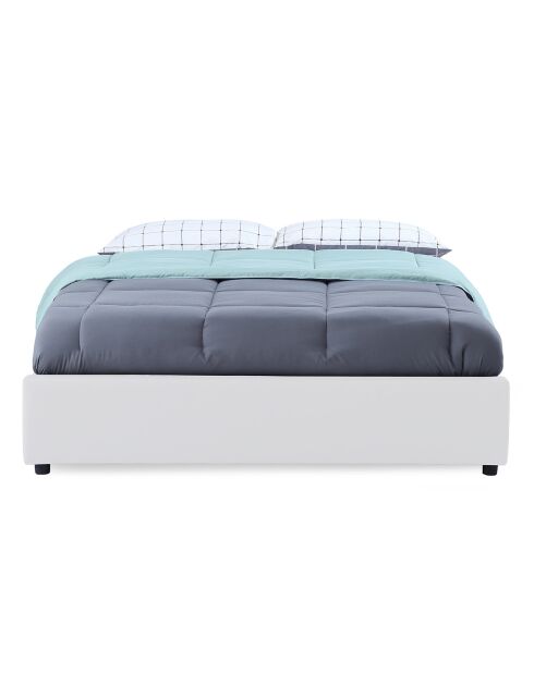 Cama baúl Otto de piel sintética blanca con base blanca - 160x200 cm