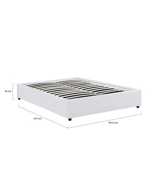 Cama baúl Otto de piel sintética blanca con base blanca - 160x200 cm