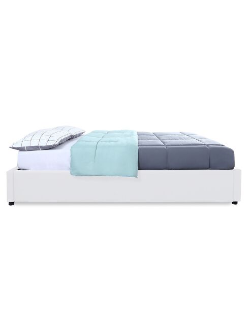 Cama baúl Otto de piel sintética blanca con base blanca - 160x200 cm
