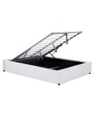Lit coffre Otto en similicuir blanc avec sommier blanc - 160x200 cm