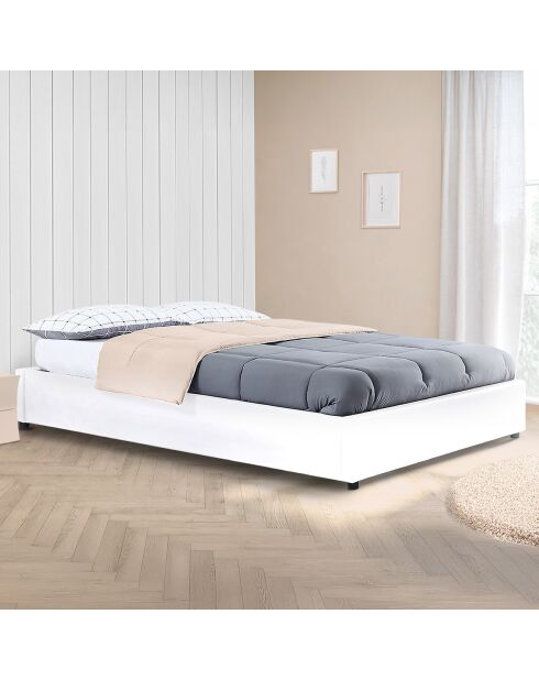 Kofferraumbett Otto aus weißem Kunstleder mit weißem Untergestell - 160x200 cm