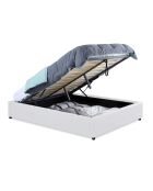 Lit coffre Otto en similicuir blanc avec sommier blanc - 160x200 cm
