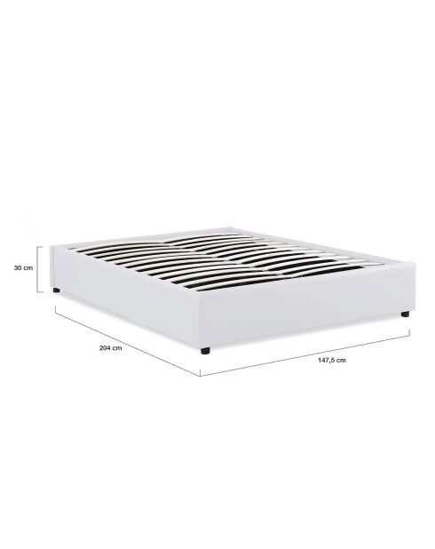 Lit coffre Otto en similicuir avec sommier blanc - 140x190 cm