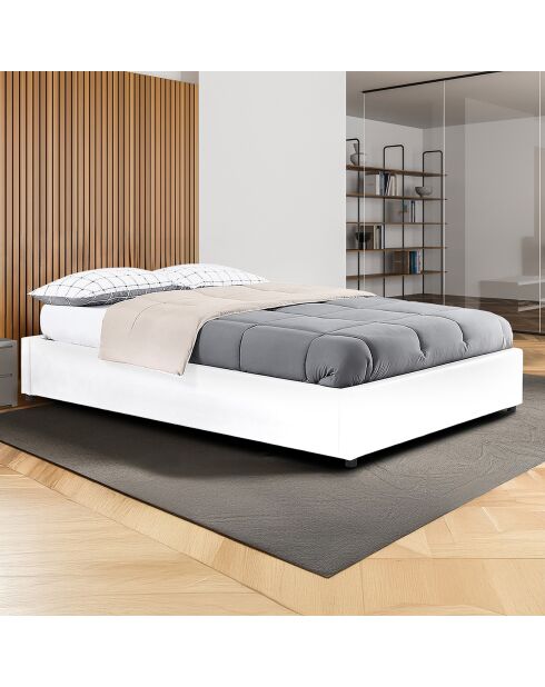 Cama tipo baúl Otto de piel sintética con somier blanco, 140 x 190 cm