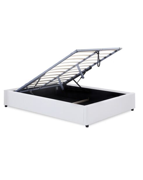 Cama tipo baúl Otto de piel sintética con somier blanco, 140 x 190 cm