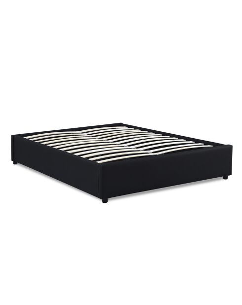 Cama tipo baúl Otto de piel sintética con somier negro, 140 x 190 cm