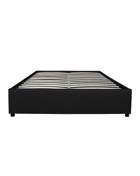 Cama tipo baúl Otto de piel sintética con somier negro, 140 x 190 cm