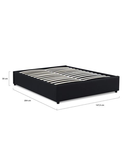 Cama tipo baúl Otto de piel sintética con somier negro, 140 x 190 cm
